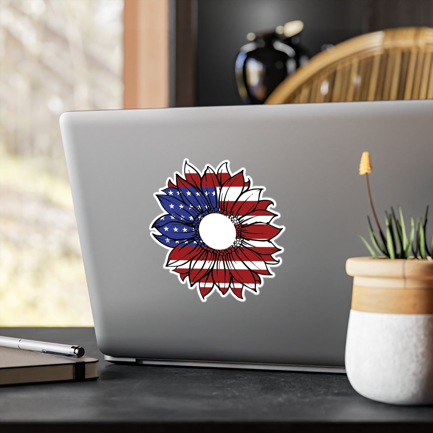 American Flag Sunflower Kiss-Cut Vinyl Decal