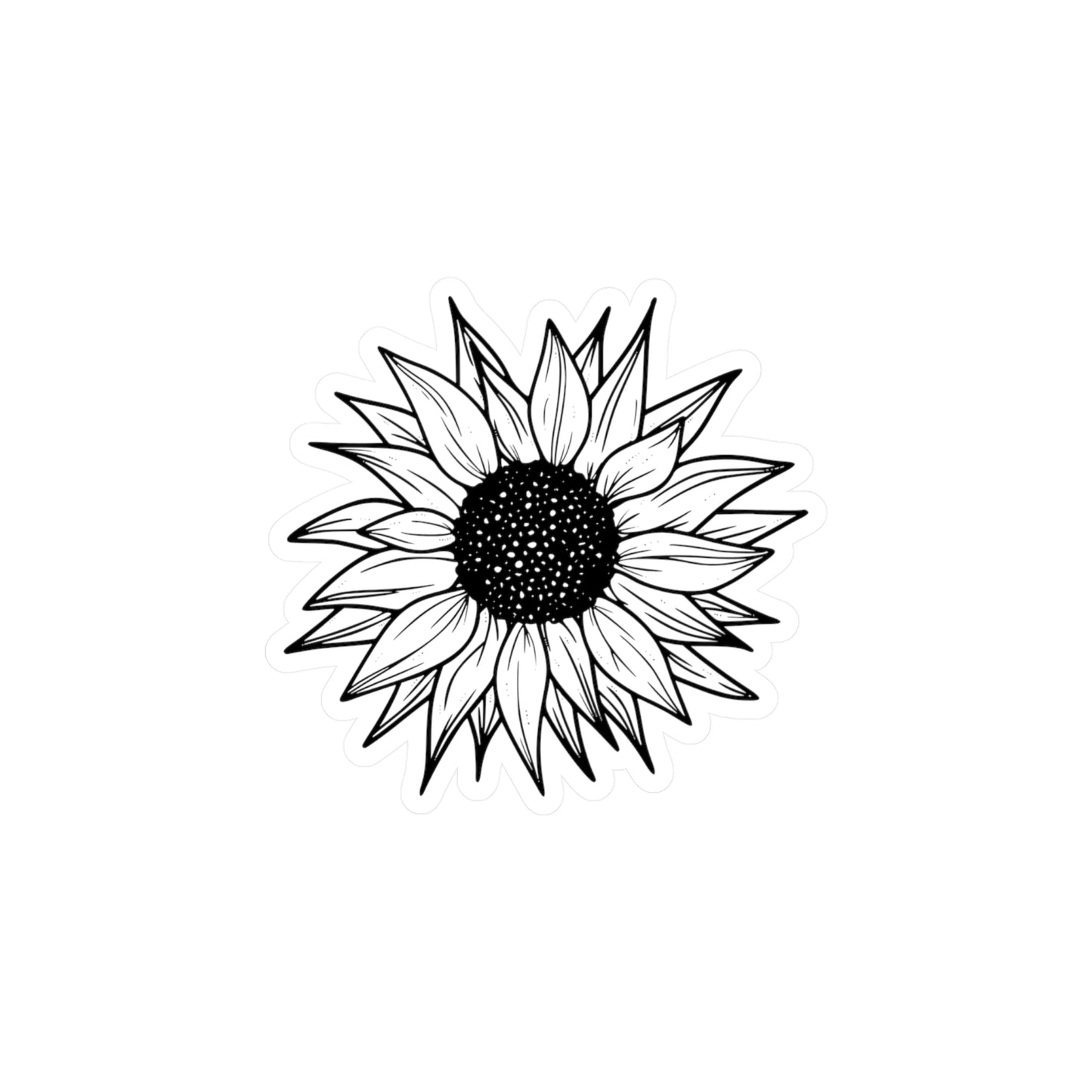 Black and White Sunflower Kiss-Cut Vinyl Decal