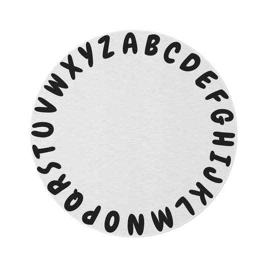 ABC Black and White Round Rug