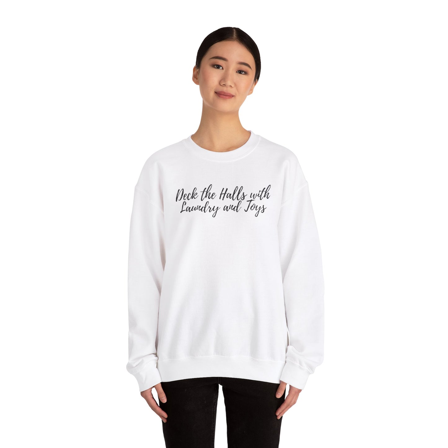 "Deck the Halls with Laundry and Toys" Unisex Heavy Blend™ Crewneck Sweatshirt