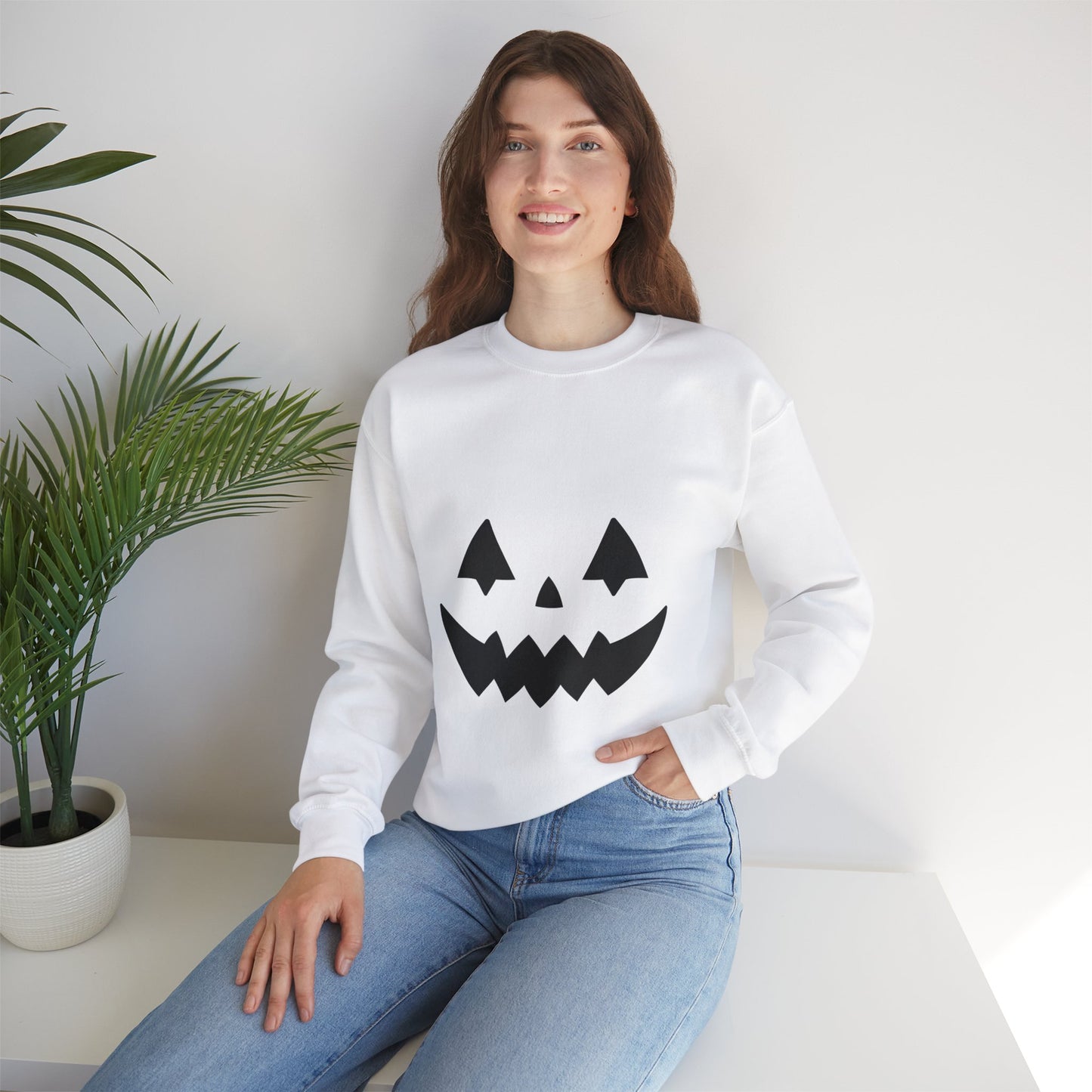 Pumpkin Face Unisex Heavy Blend™ Crewneck Sweatshirt