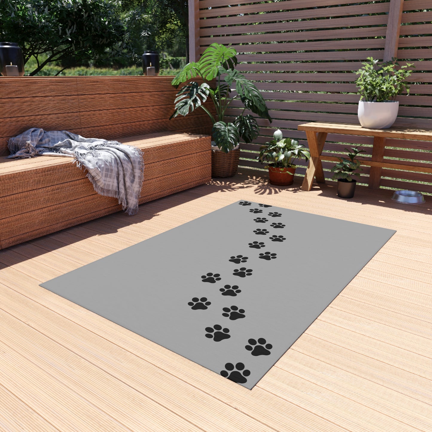 Paw Prints Walking Outdoor Rug