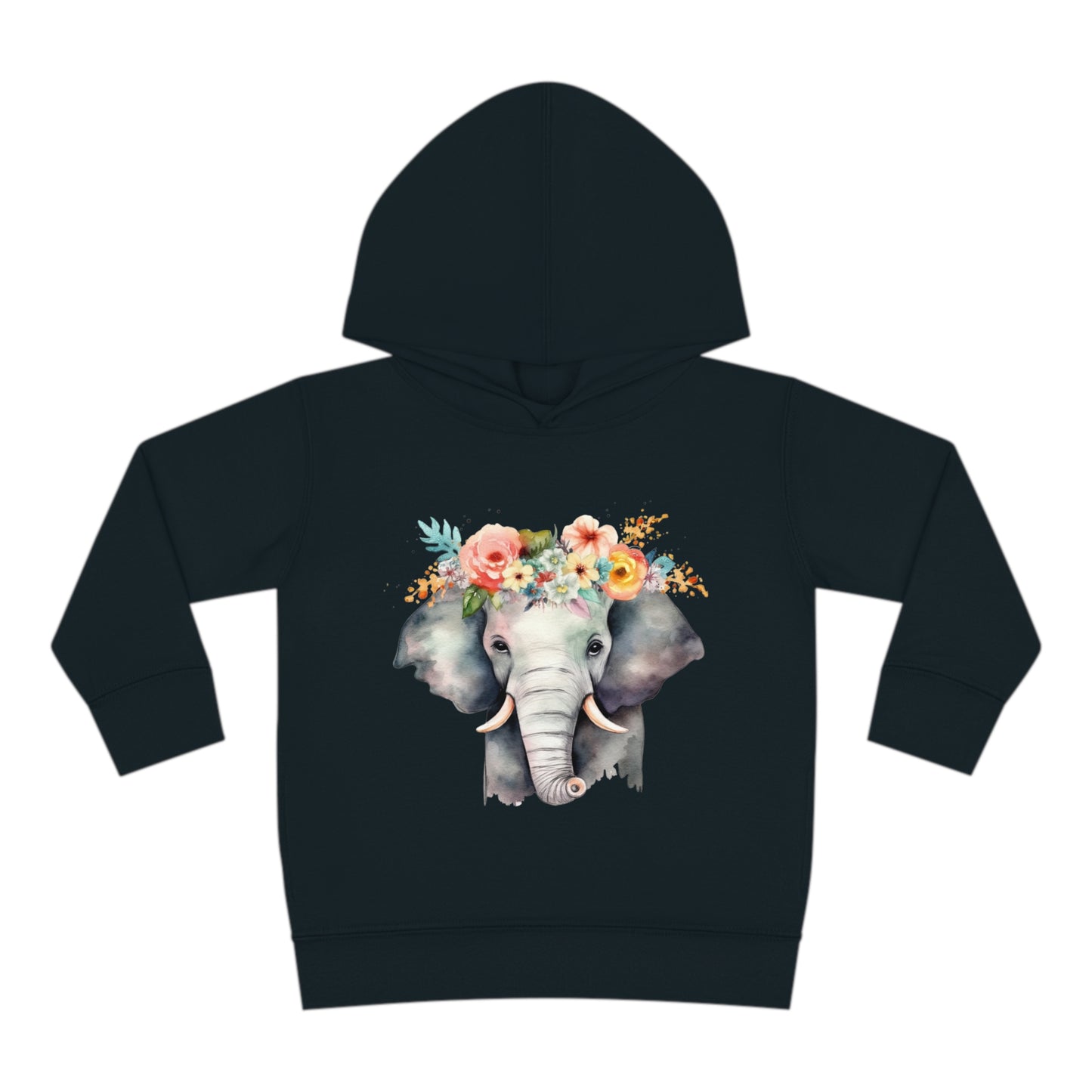 Elephant with a Flower Crown Toddler Pullover Fleece Hoodie