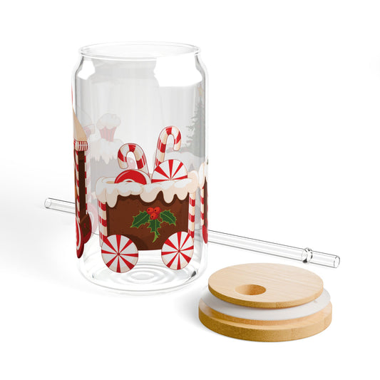 Christmas Train Sipper Glass, 16oz