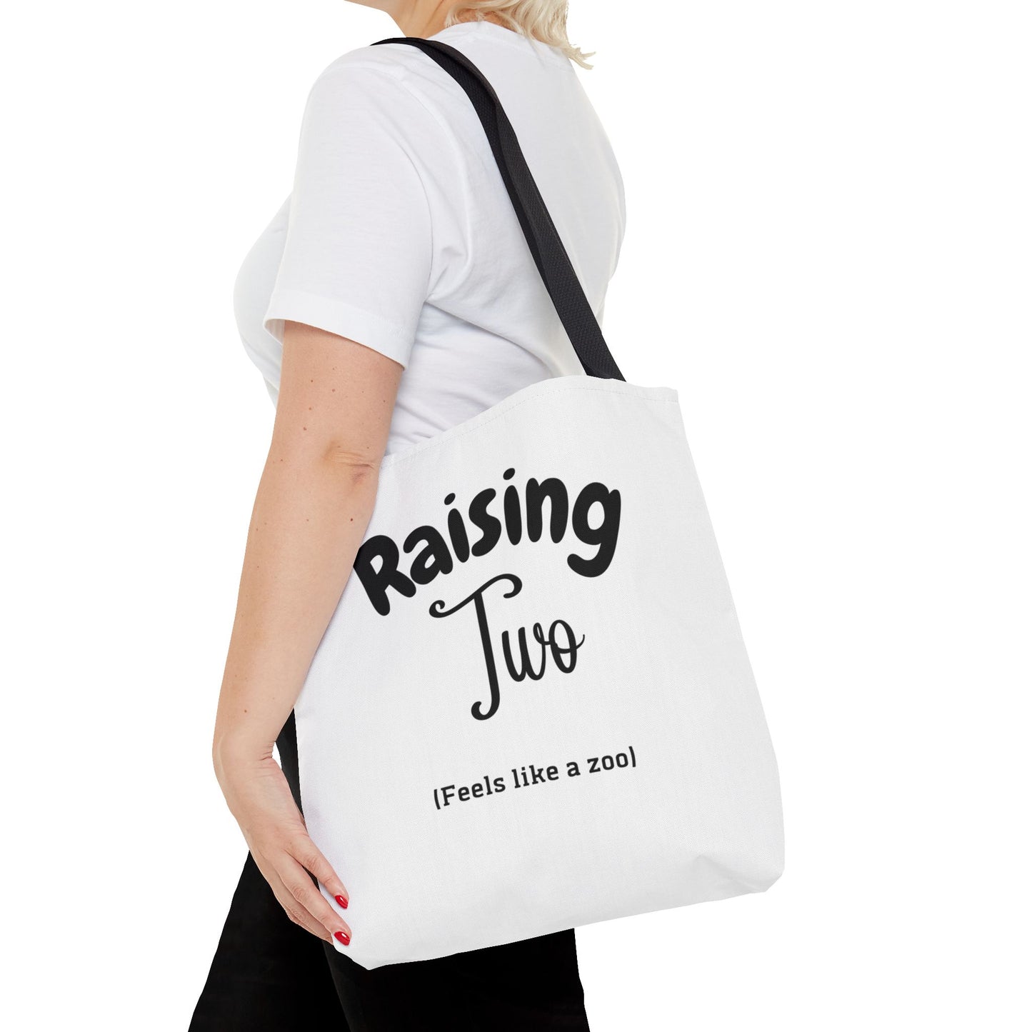 "Raising Two (Feels Like a Zoo)" White Tote