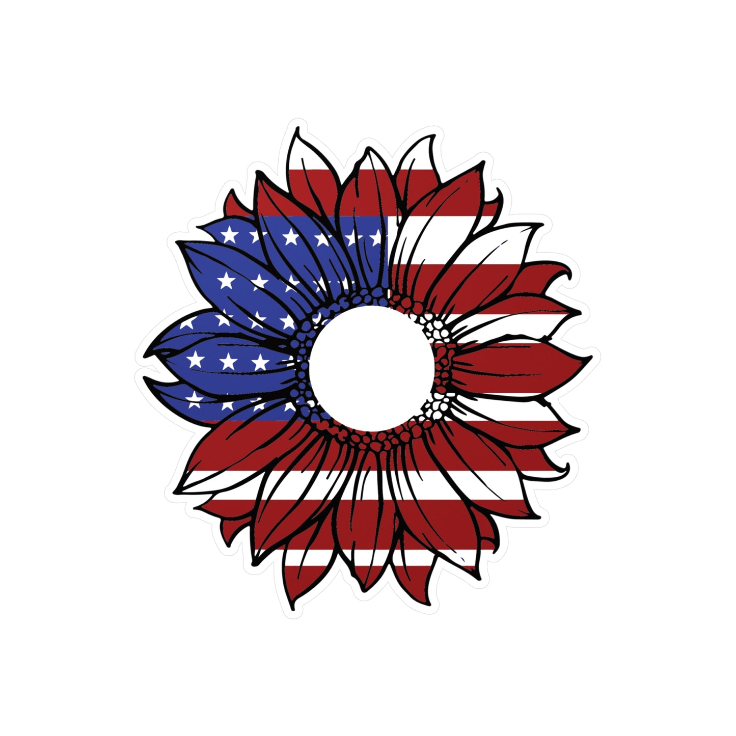 American Flag Sunflower Kiss-Cut Vinyl Decal