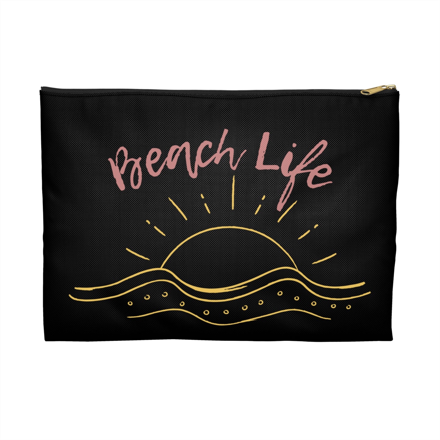 "Beach Life" Black Accessory Pouch