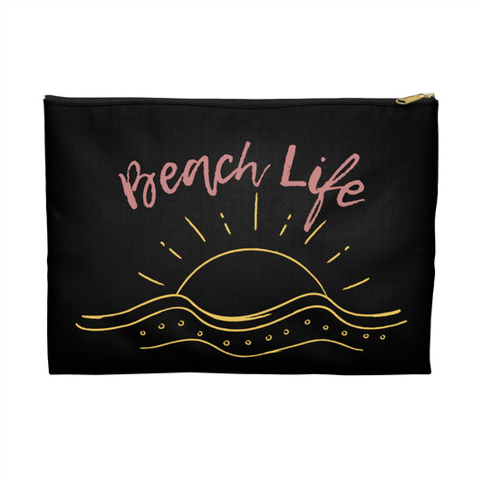 "Beach Life" Black Accessory Pouch