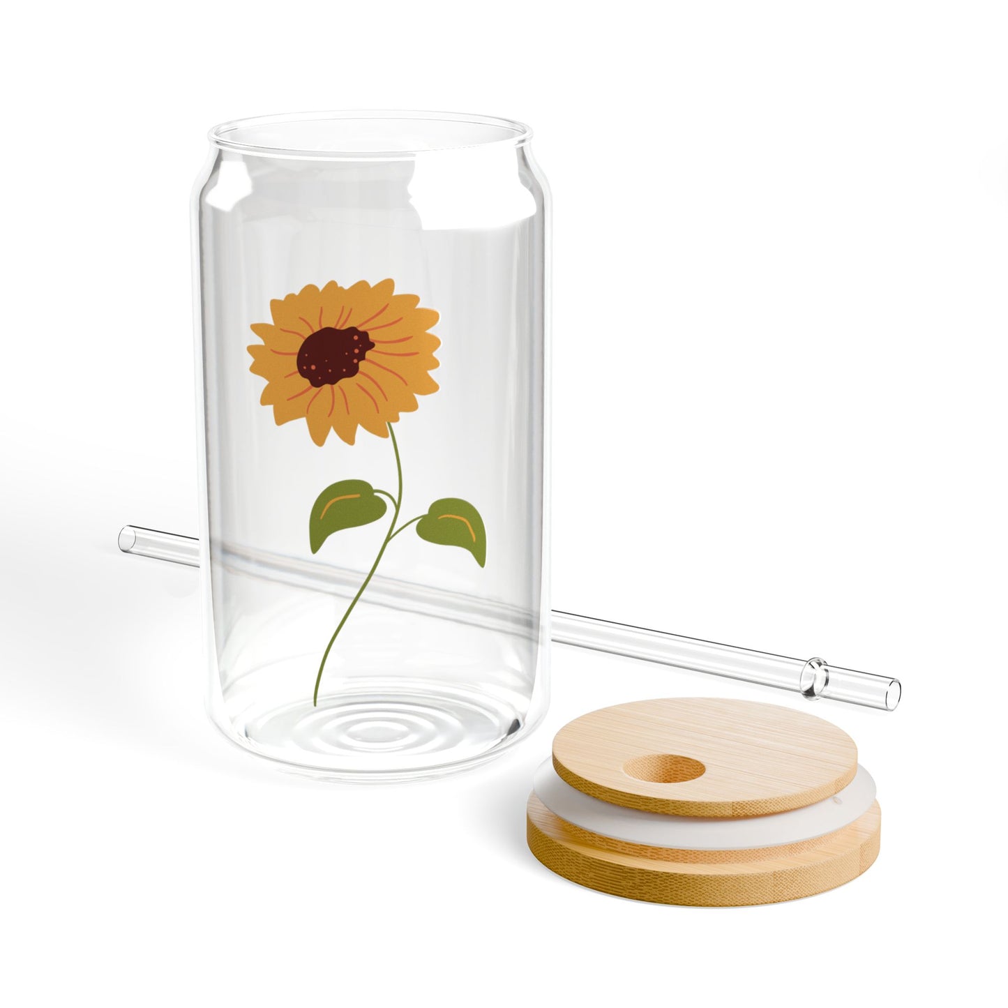 Single Sunflower Sipper Glass, 16oz