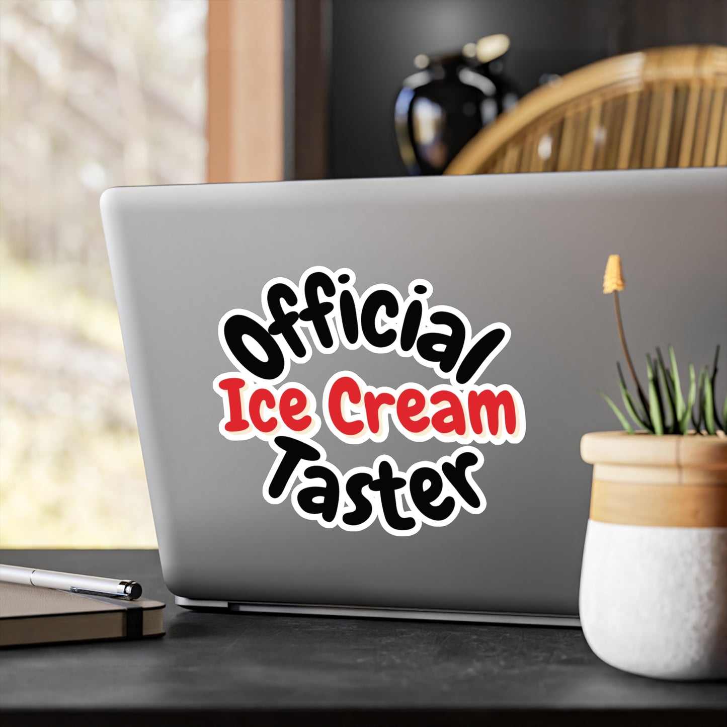 "Official Ice Cream Taster" Red Kiss-Cut Vinyl Decal