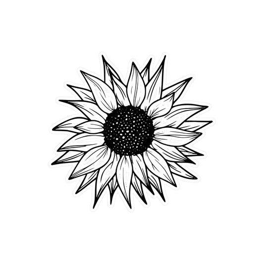 Black and White Sunflower Kiss-Cut Vinyl Decal