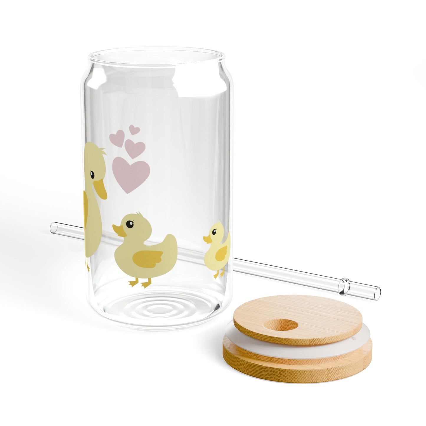 Mama and Her Three Ducklings Sipper Glass, 16oz