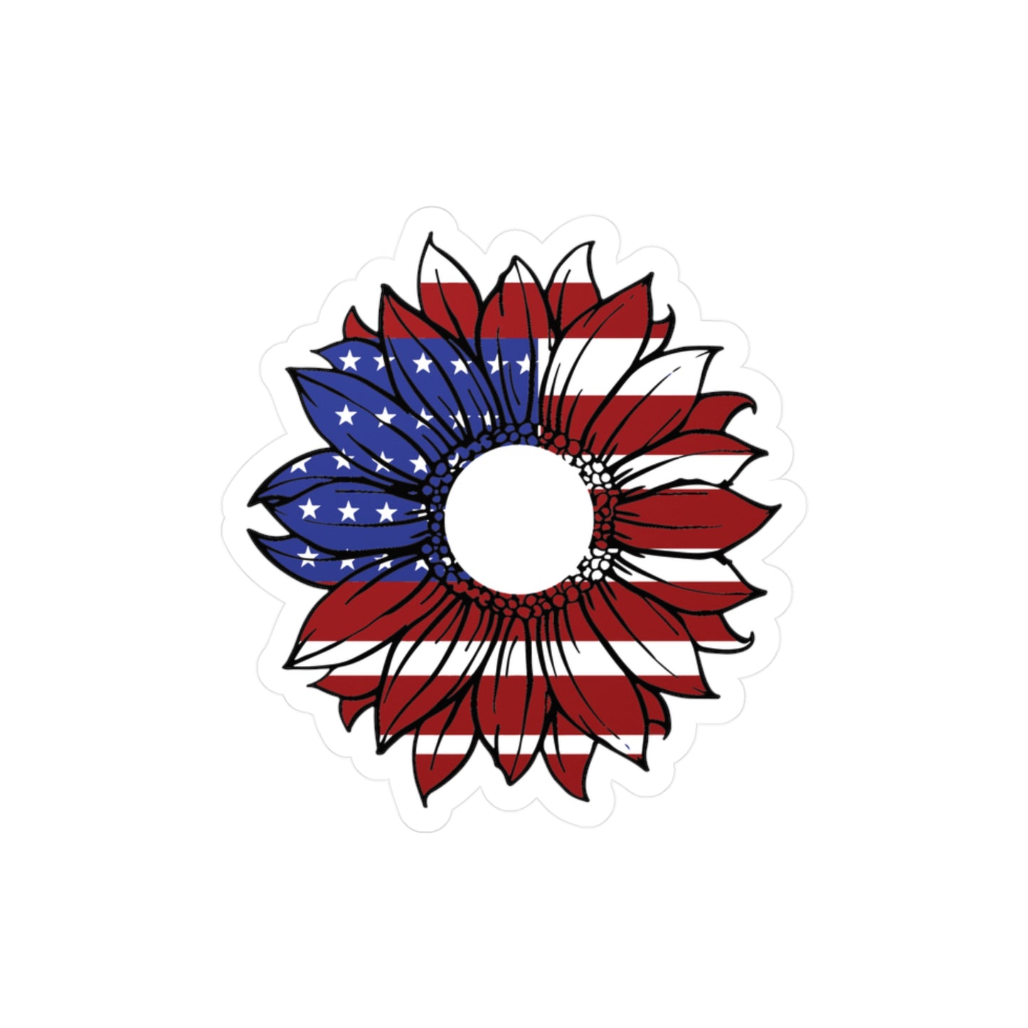 American Flag Sunflower Kiss-Cut Vinyl Decal