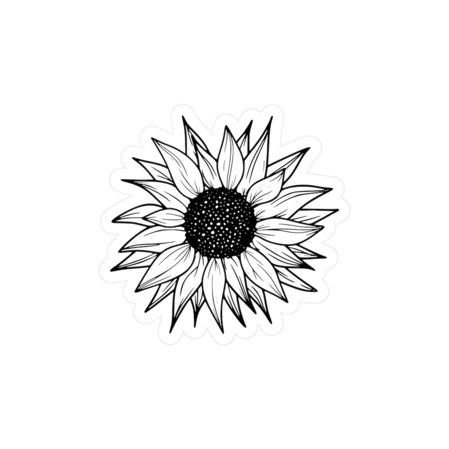 Black and White Sunflower Kiss-Cut Vinyl Decal