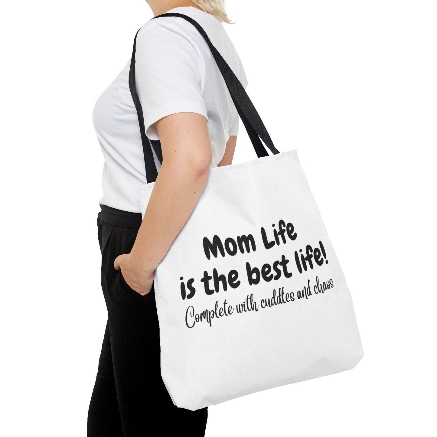 "Mom Life is the Best Life" White Tote