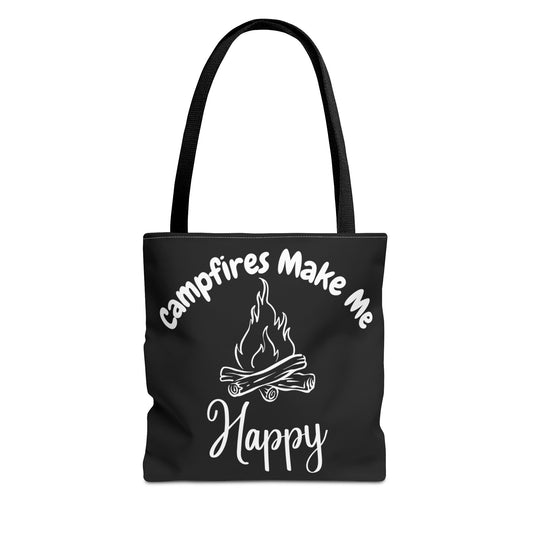 "Campfires Make Me Happy" Black Tote