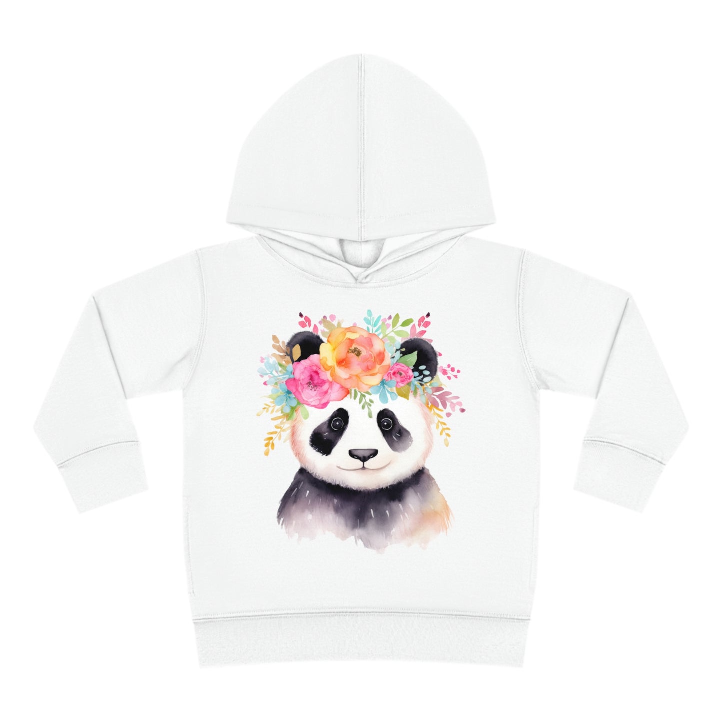 Baby Panda Bear with Flower Crown Toddler Pullover Fleece Hoodie