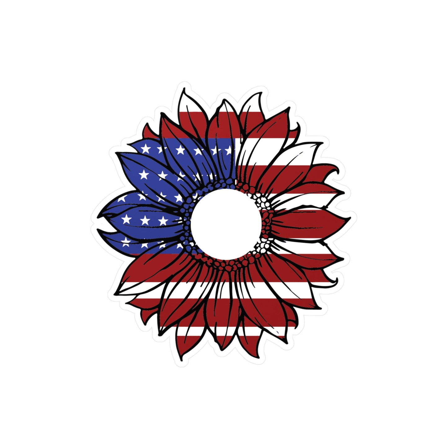 American Flag Sunflower Kiss-Cut Vinyl Decal