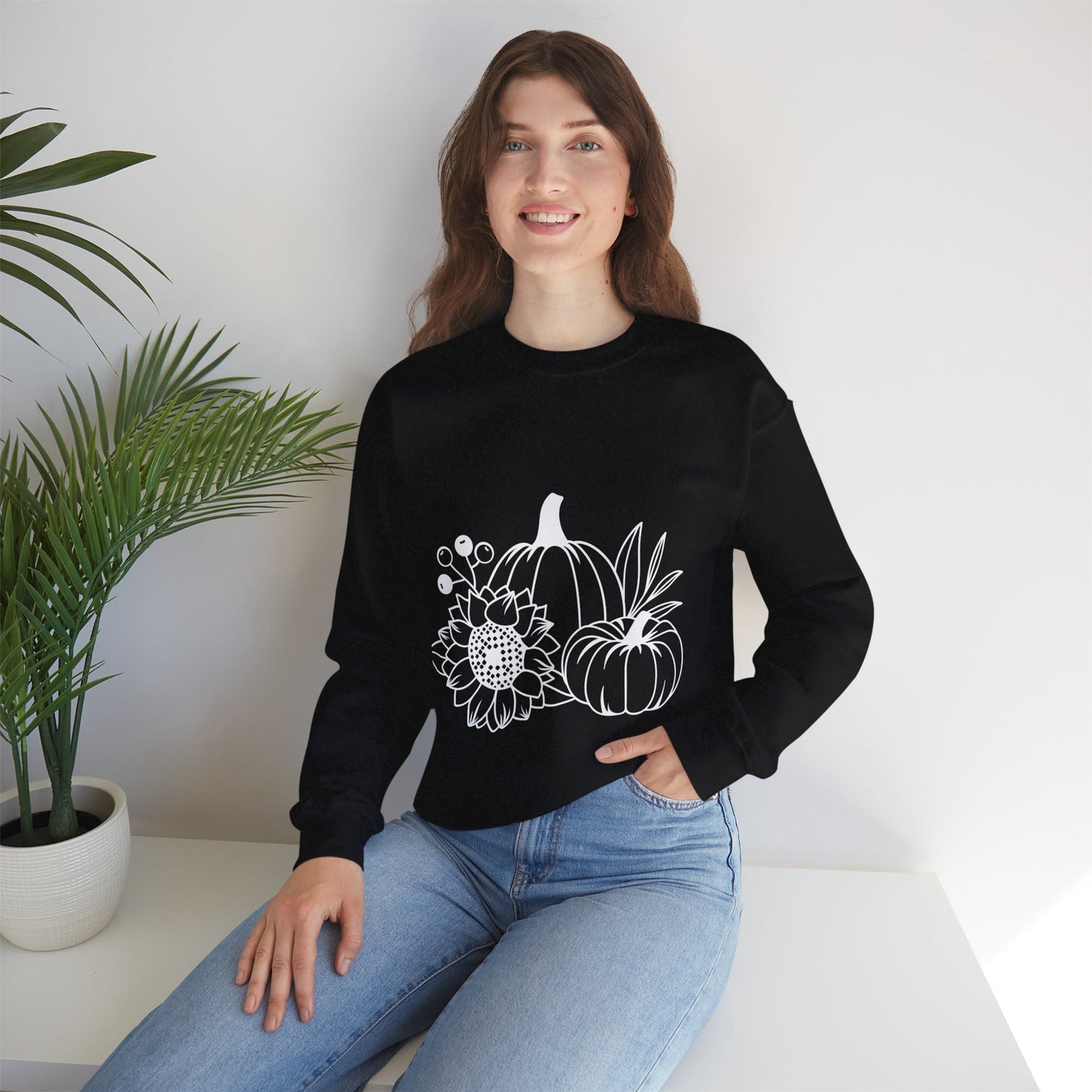 Pumpkin and Sunflowers Unisex Heavy Blend™ Crewneck Sweatshirt