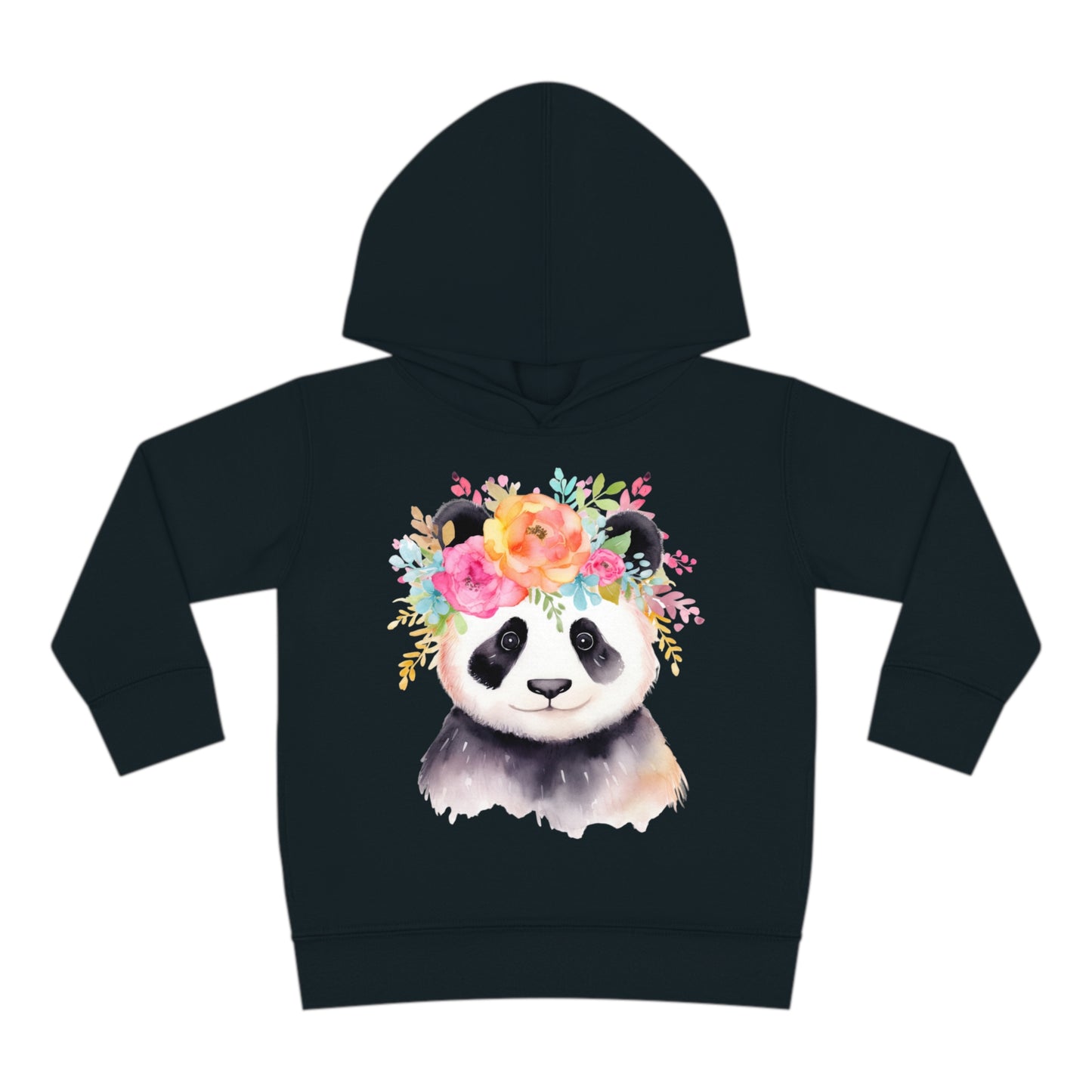 Baby Panda Bear with Flower Crown Toddler Pullover Fleece Hoodie