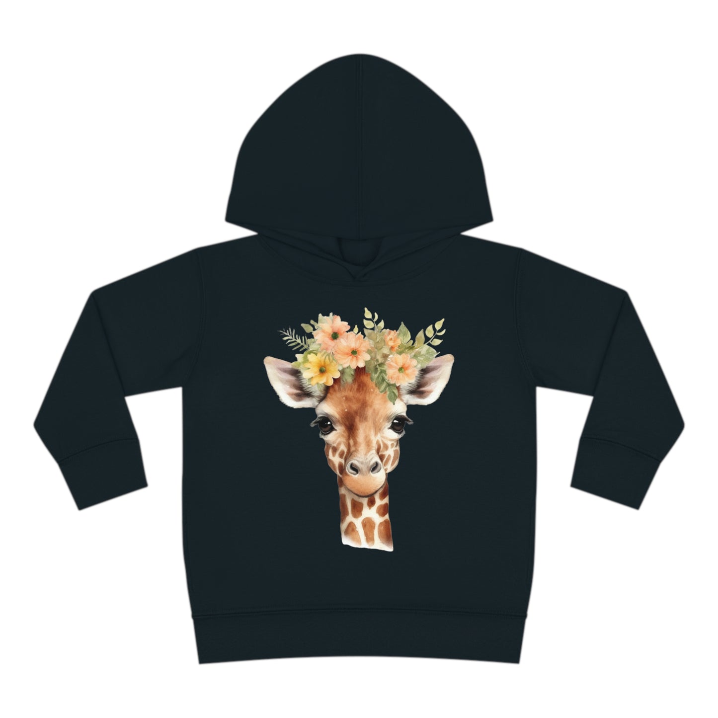 Giraffe with a Flower Crown Toddler Pullover Fleece Hoodie