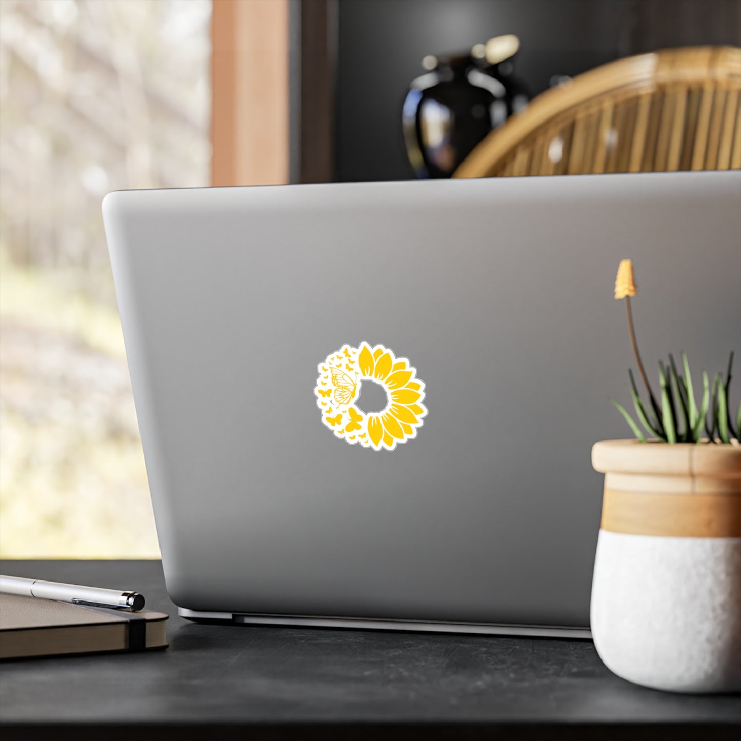 Yellow Sunflower Butterfly Kiss-Cut Vinyl Decal